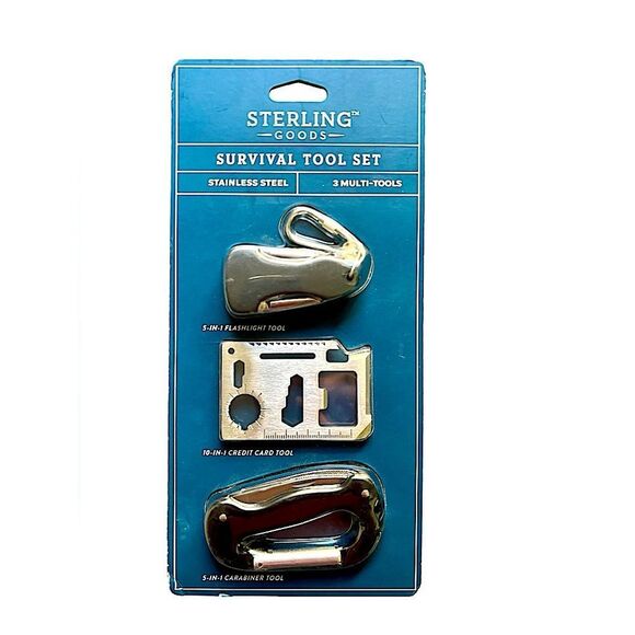 Sterling Goods Survival Tool Set Stainless Steel 3 Multi Use Tools - Picture 1 of 4